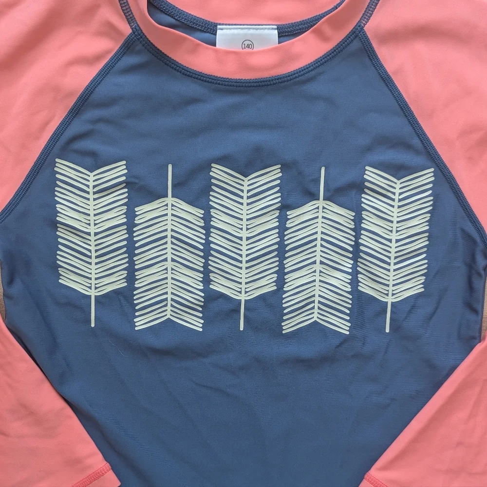 Hanna Andersson Rashguard Blue Pink Print - Size 10 / 140cm - Picture 3 of 6